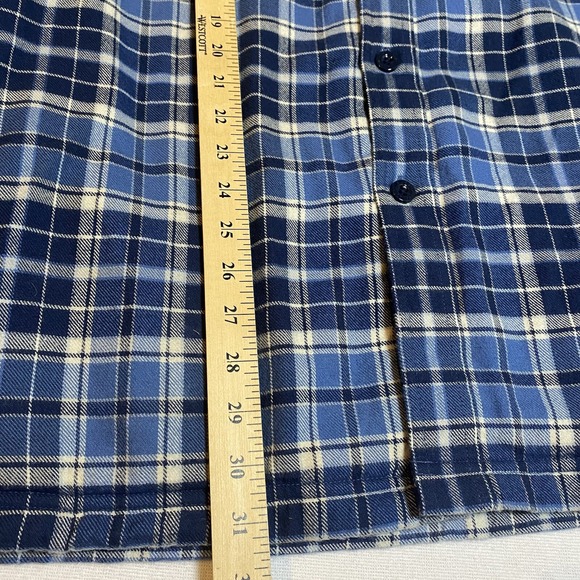 Vtg LL Bean Shirt Mens Large Blue Plaid Shacket Flannel Button Up Fleece Lined - Picture 5 of 6